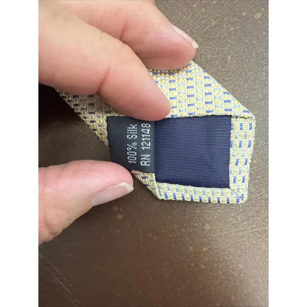 Joseph Abboud Men's 100% Silk Tie ITALY Champagne Geometric Basket weave Woven
